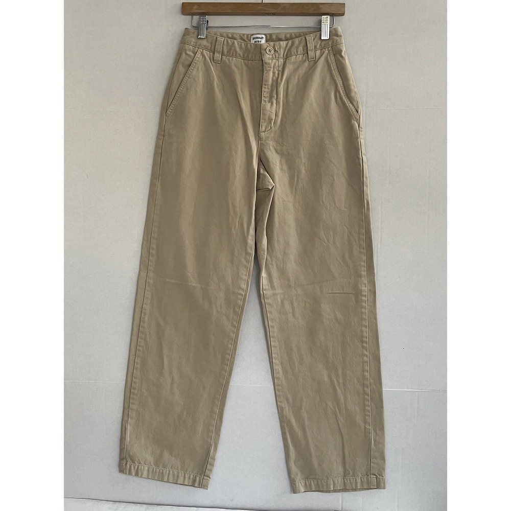Sunday Best Pants Womens 4 Beige Straight Wide Leg Organic Cotton Chino